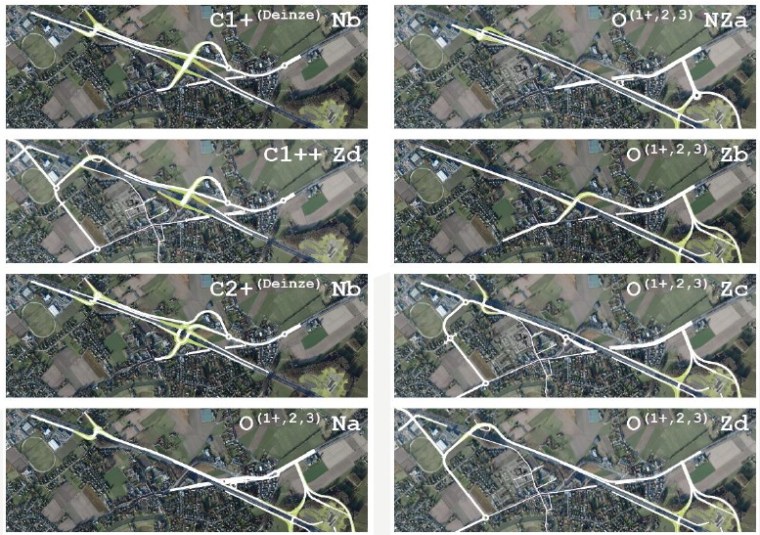 De 8 weerhouden scenarios voor het op- en afrittencomplex in Baarle-Drongen