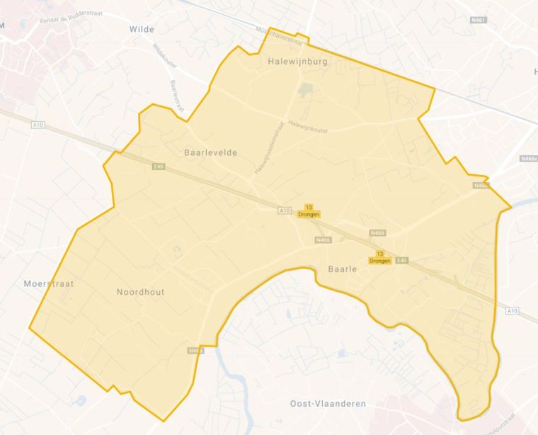 Kaart enquêtegebied Baarle